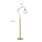 Glass Shade Tilted Metal Frame Floor Lamp Antique Gold and Clear By Casagear Home BM215058