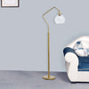 Glass Shade Tilted Metal Frame Floor Lamp Antique Gold and Clear By Casagear Home BM215058