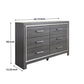 Grained Wooden Dresser with 6 Drawers and Mirror Inserts Gray By Casagear Home BM215070