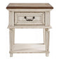 1 Drawer Wooden Frame Nightstand with Tapered Legs Brown and Antique White By Casagear Home BM215071