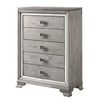 5 Drawers Wooden Frame Chest with Square Crystal Knobs, Gray and Silver By Casagear Home