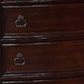 5 Drawers Wooden Chest with Engraved Details and Bun Feet Cherry Brown By Casagear Home BM215139