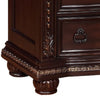 5 Drawers Wooden Chest with Engraved Details and Bun Feet Cherry Brown By Casagear Home BM215139