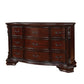 9 Drawers Dresser with Engraved Details and Bracket Feet Cherry Brown By Casagear Home BM215148