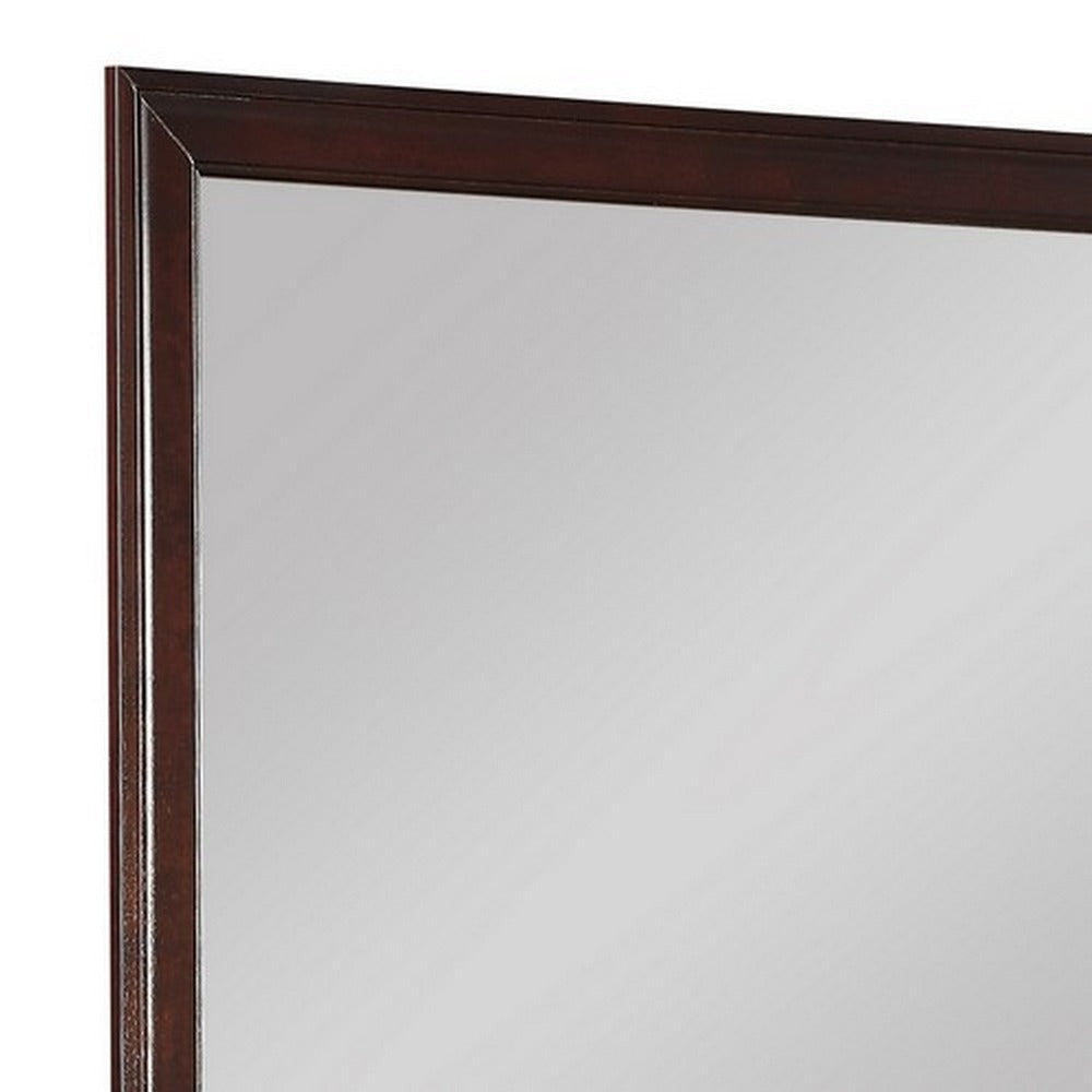 Square Molded Wooden Frame Dresser Mirror Cherry Brown and Silver By Casagear Home BM215171