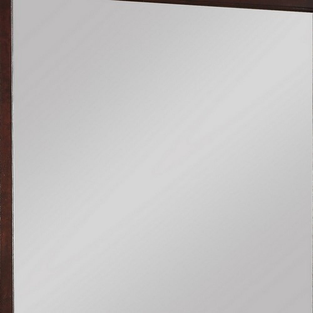 Square Molded Wooden Frame Dresser Mirror Cherry Brown and Silver By Casagear Home BM215171