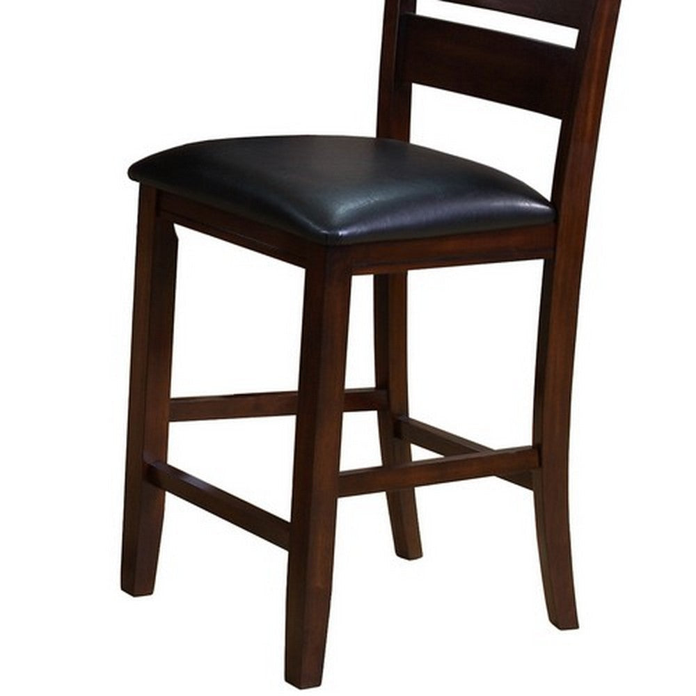 Cushioned Ladderback Counter Chair Set of 2 Brown By Casagear Home BM215201