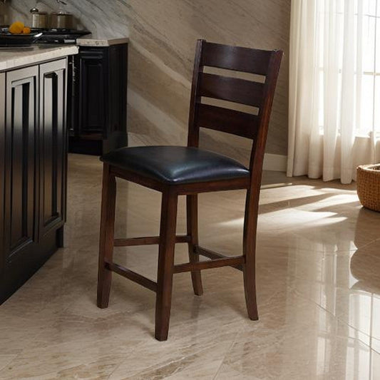 Cushioned Ladderback Counter Chair, Set of 2, Brown By Casagear Home