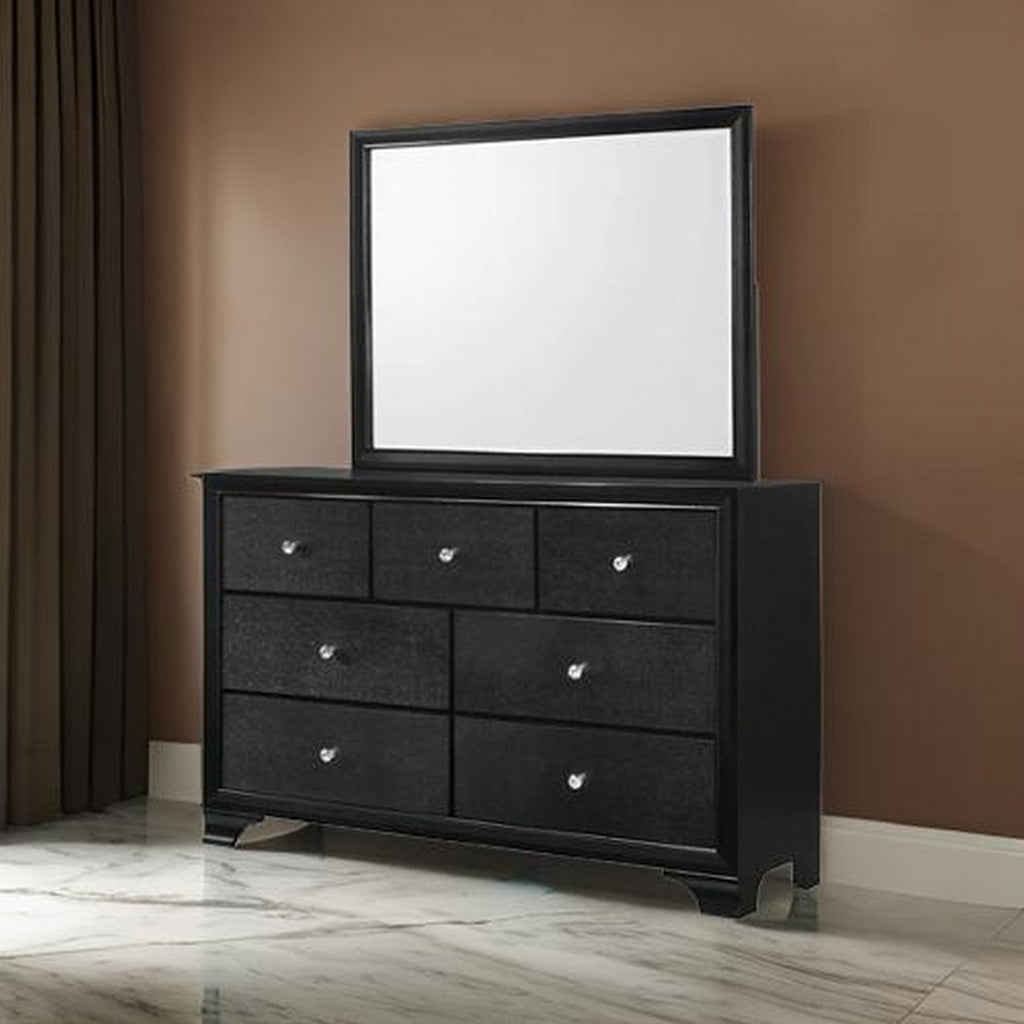 45" X 35" Wood Frame Dresser Top Mirror, Black By Casagear Home