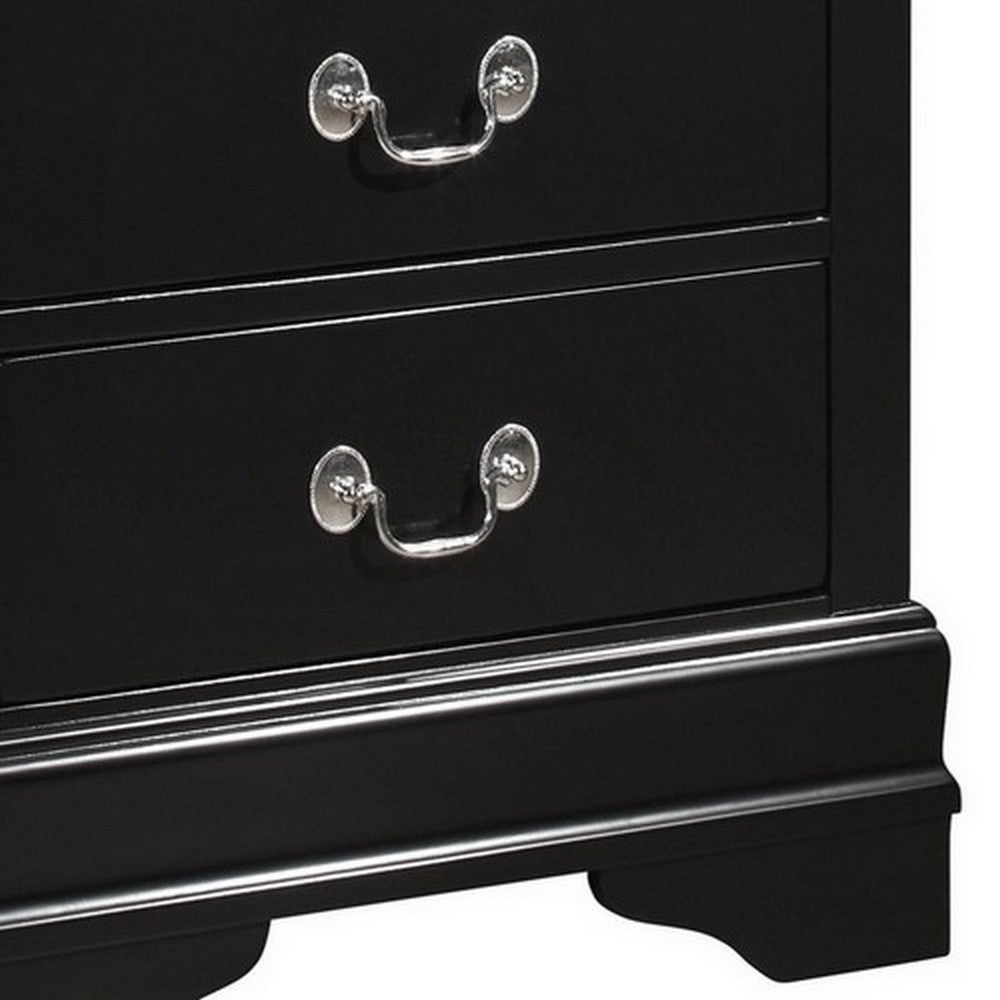 2 Drawer Nightstand with Metal Pulls Black By Casagear Home BM215224