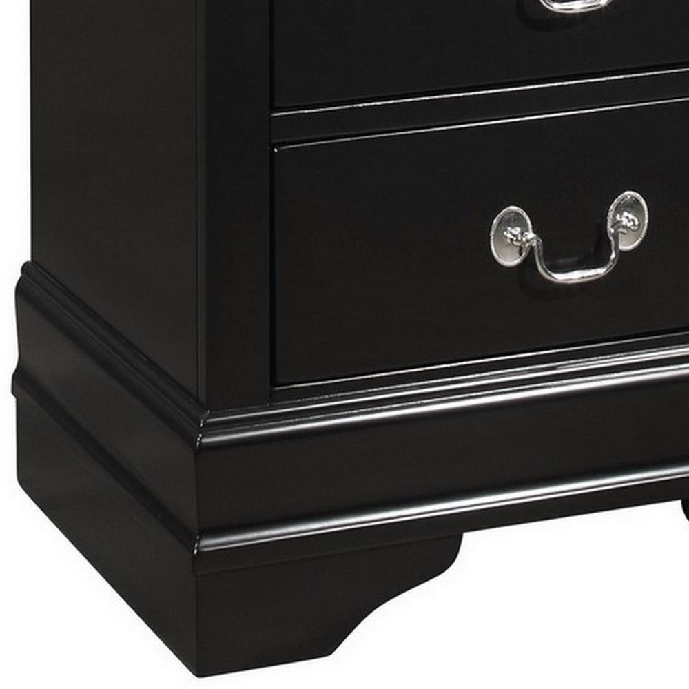 2 Drawer Nightstand with Metal Pulls Black By Casagear Home BM215224