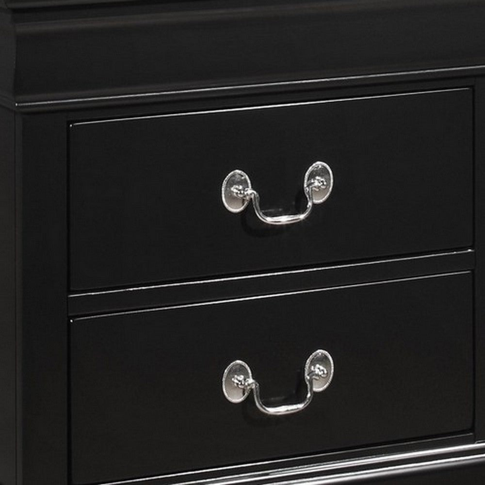 2 Drawer Nightstand with Metal Pulls Black By Casagear Home BM215224