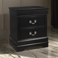 2 Drawer Nightstand with Metal Pulls, Black By Casagear Home