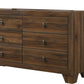 6 Drawer Wooden Dresser with Round Knobs and Tapered Legs Brown By Casagear Home BM215246