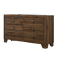 6 Drawer Wooden Dresser with Round Knobs and Tapered Legs, Brown By Casagear Home