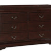 Transitional Style 6 Drawer Dresser with Metal Pulls Cherry Brown By Casagear Home BM215249