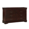 Transitional Style 6 Drawer Dresser with Metal Pulls, Cherry Brown By Casagear Home