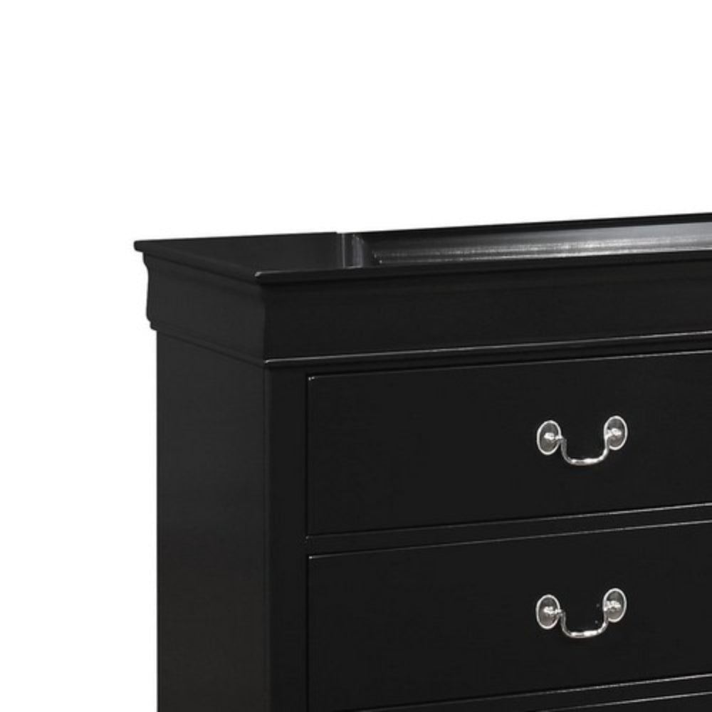 Transitional Style 6 Drawer Dresser with Metal Pulls Black By Casagear Home BM215250