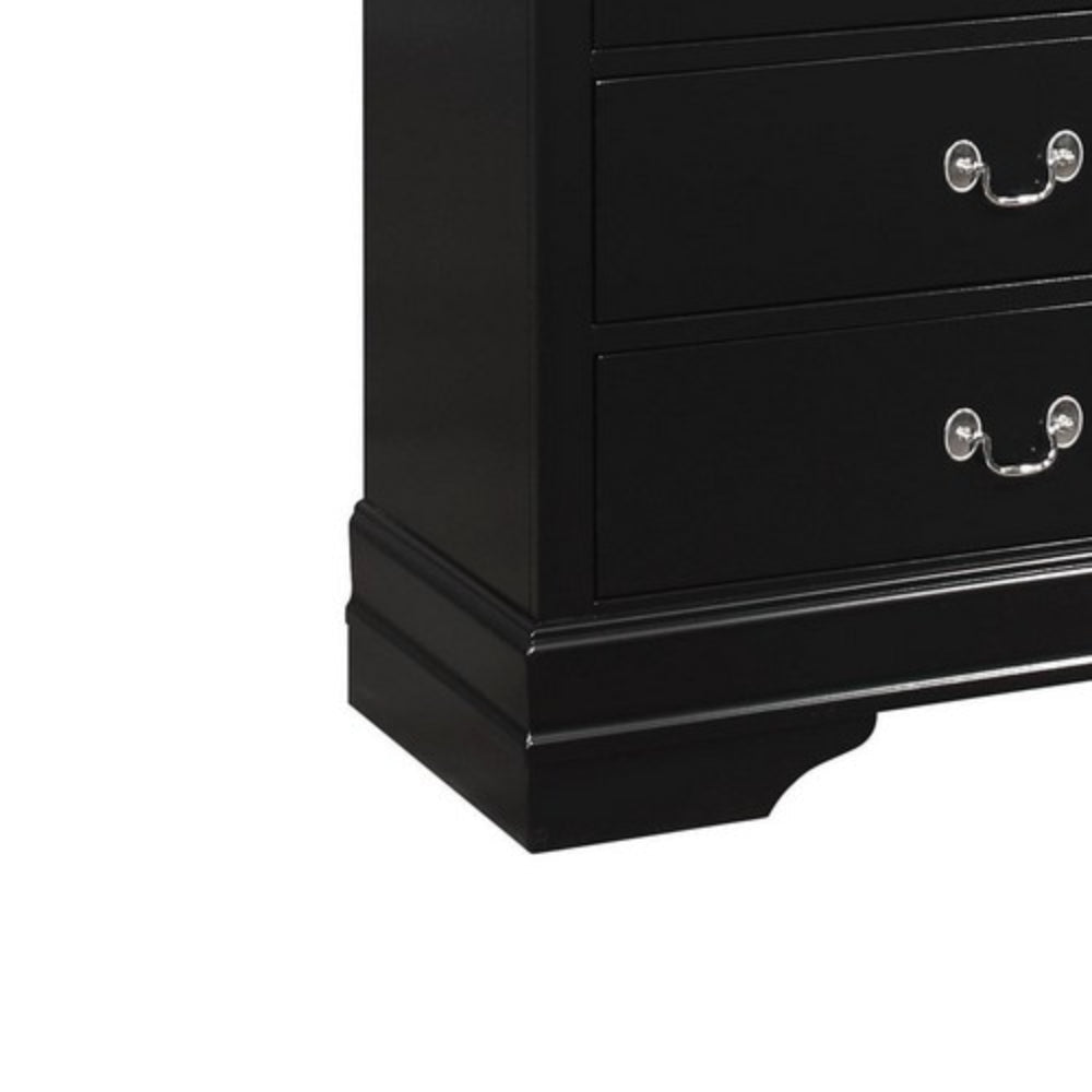 Transitional Style 6 Drawer Dresser with Metal Pulls Black By Casagear Home BM215250