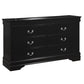 Transitional Style 6 Drawer Dresser with Metal Pulls, Black By Casagear Home