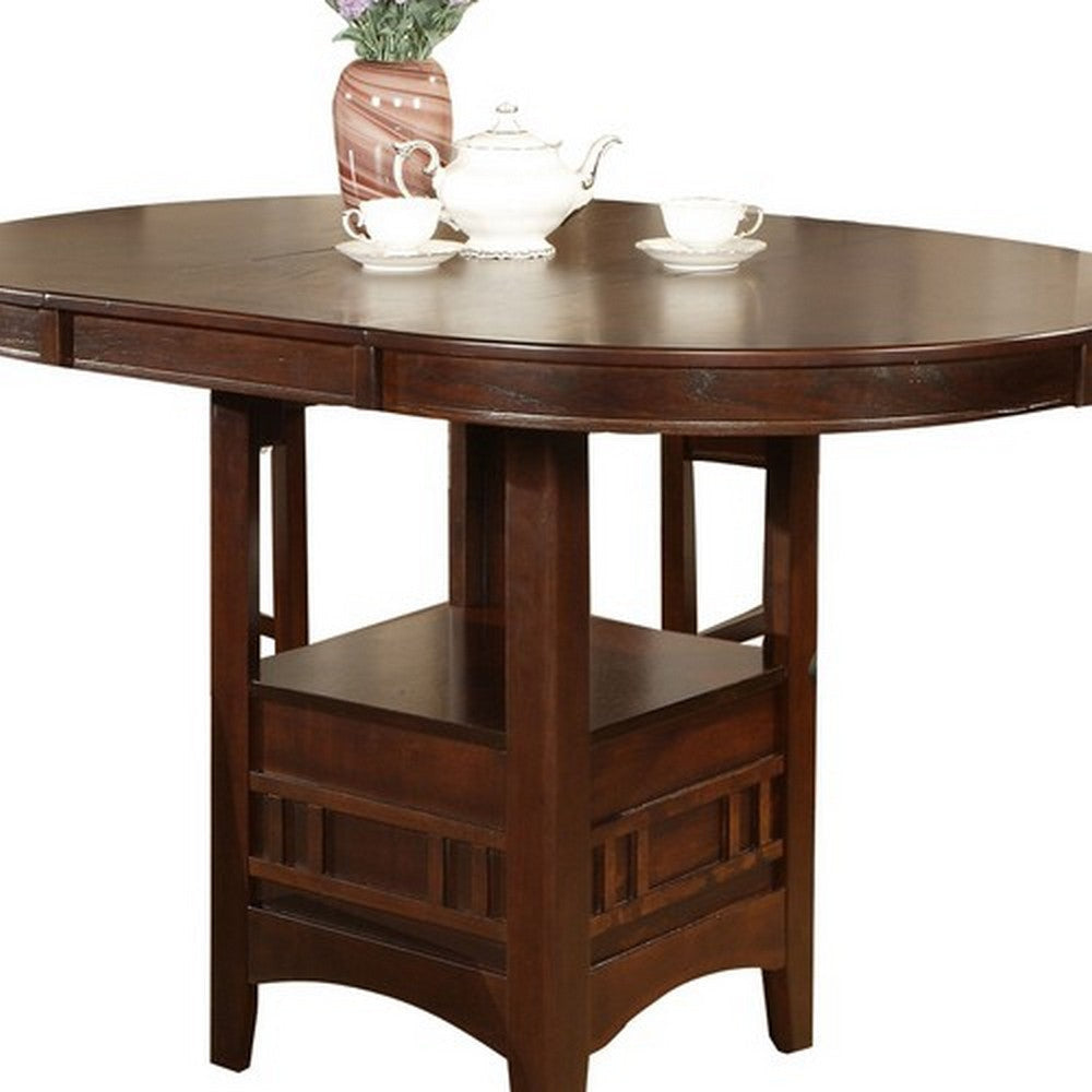 Extendable Round Wooden Counter Height Table with Open Bottom Shelf Gray By Casagear Home BM215254