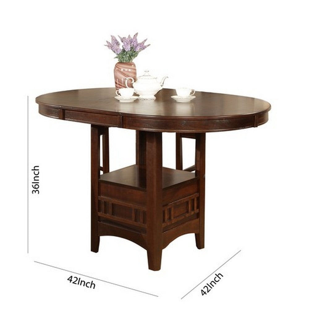 Extendable Round Wooden Counter Height Table with Open Bottom Shelf Gray By Casagear Home BM215254