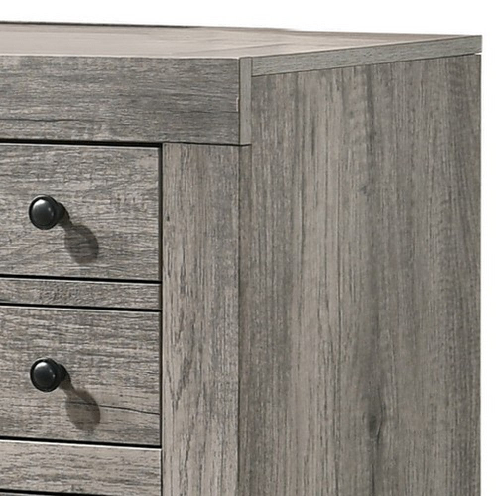 Transitional Style Wooden Dresser with Bar Handles and Grain Details Gray By Casagear Home BM215295