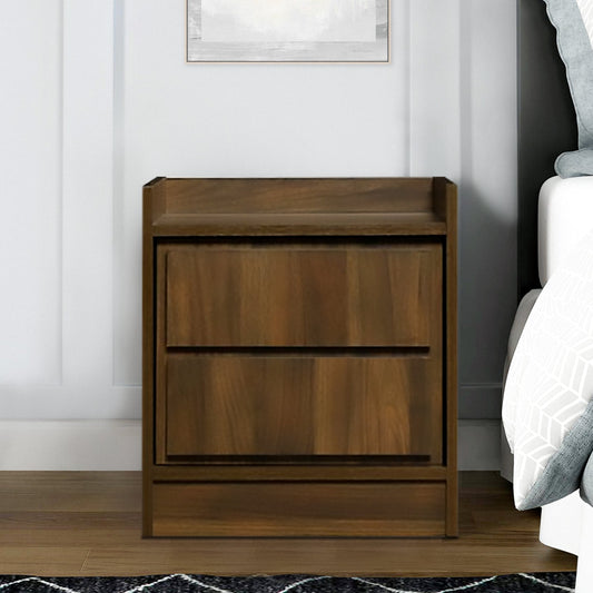 False Drawer Front Nightstand with Woodgrain Details, Brown By Casagear Home