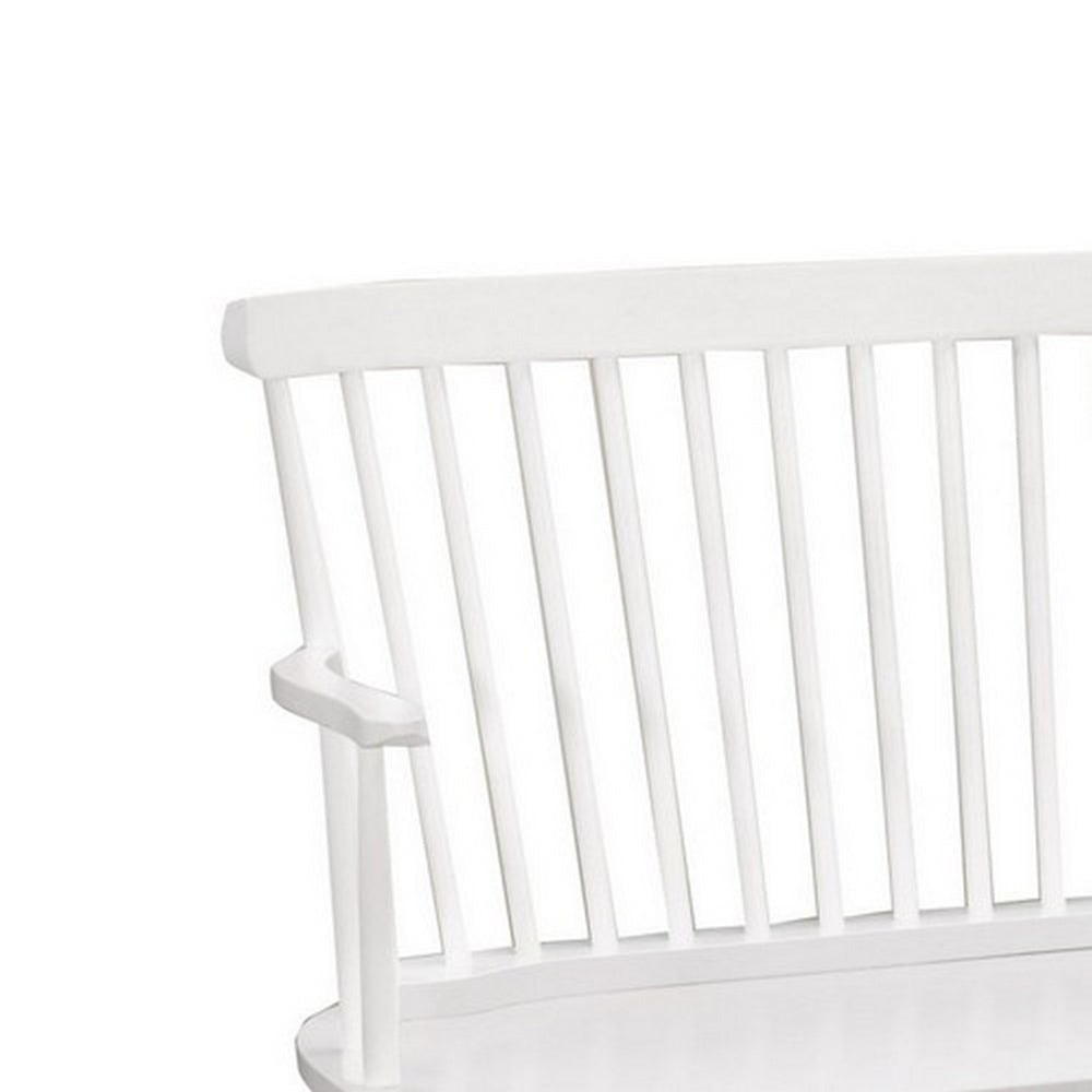 48’ Spindle Back Bench with Splayed Legs White By Casagear Home BM215324