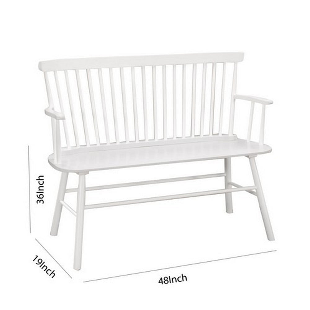 48’ Spindle Back Bench with Splayed Legs White By Casagear Home BM215324