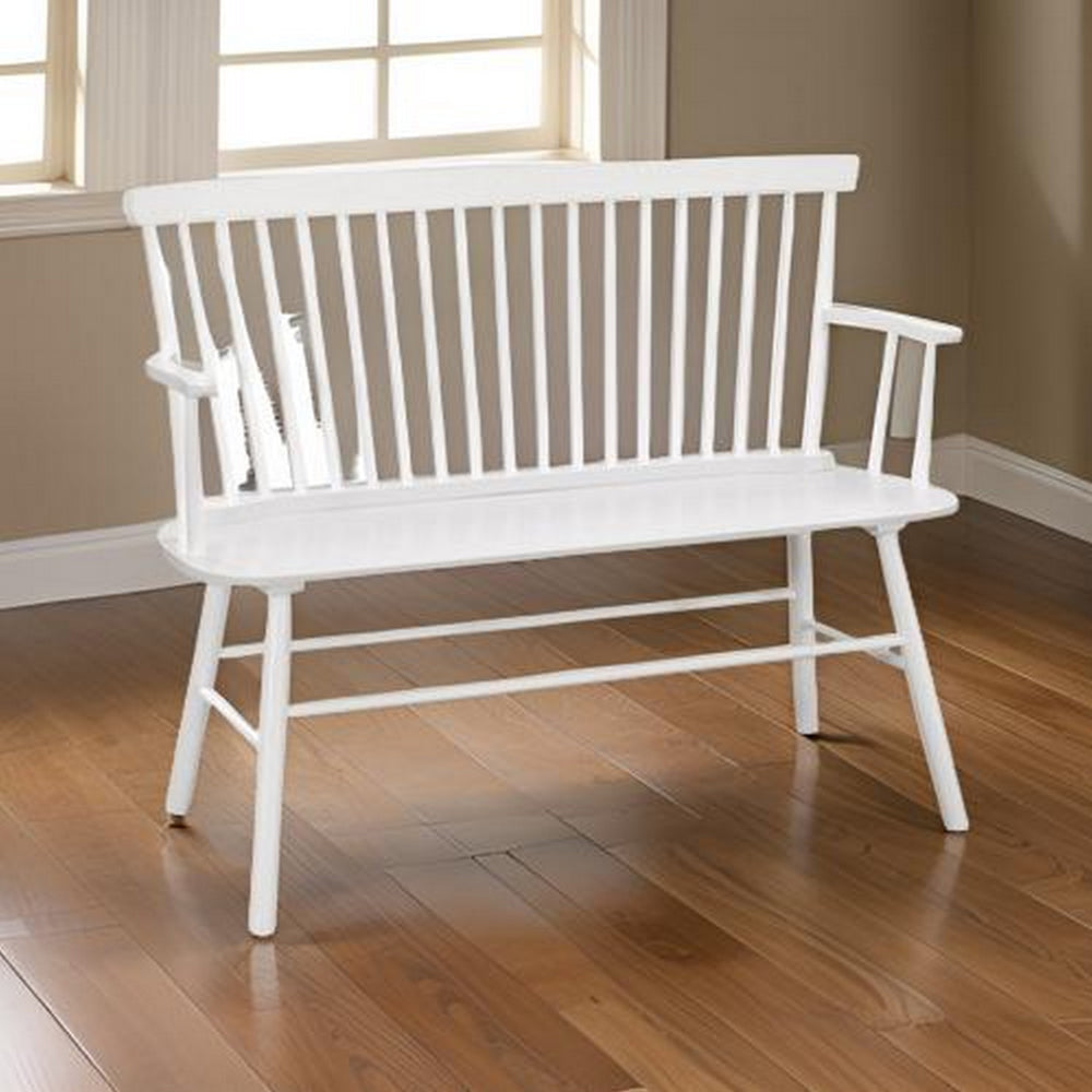 48" Spindle Back Bench with Splayed Legs, White By Casagear Home