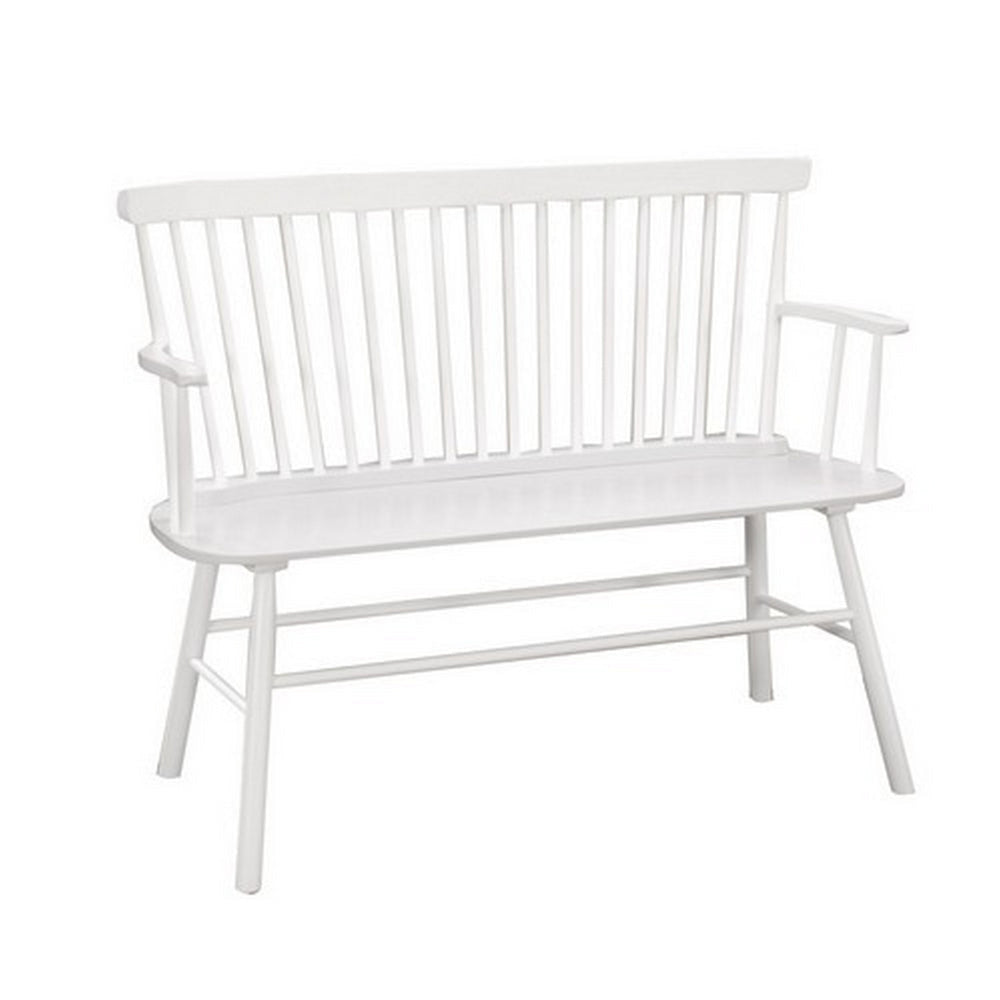 48’ Spindle Back Bench with Splayed Legs White By Casagear Home BM215324