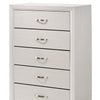 Transitional 5 Drawer Chest with Curved Handle and Chamfered Feet White By Casagear Home BM215345