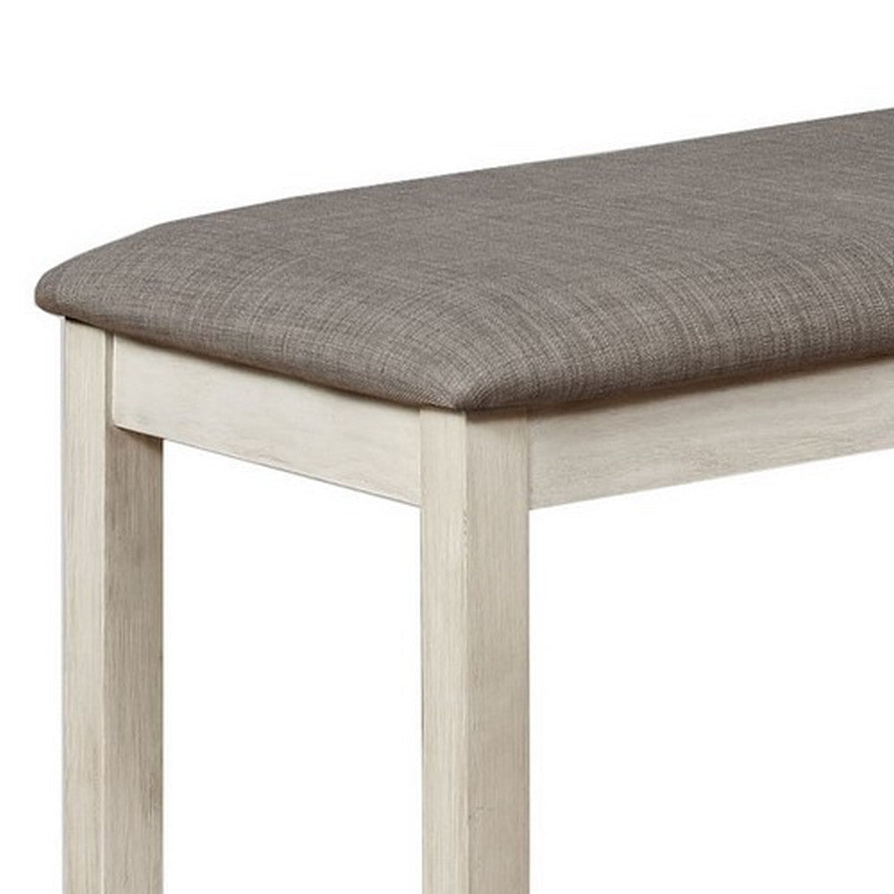 47’ Upholstered Bench with Chamfered Legs White and Gray By Casagear Home BM215419