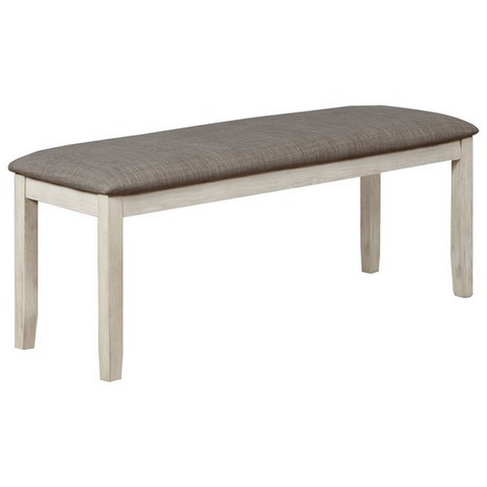 47’ Upholstered Bench with Chamfered Legs White and Gray By Casagear Home BM215419