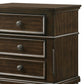 3 Drawer Nightstand with Molded Details and Knobs Brown By Casagear Home BM215468