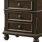 3 Drawer Nightstand with Molded Details and Knobs Brown By Casagear Home BM215468