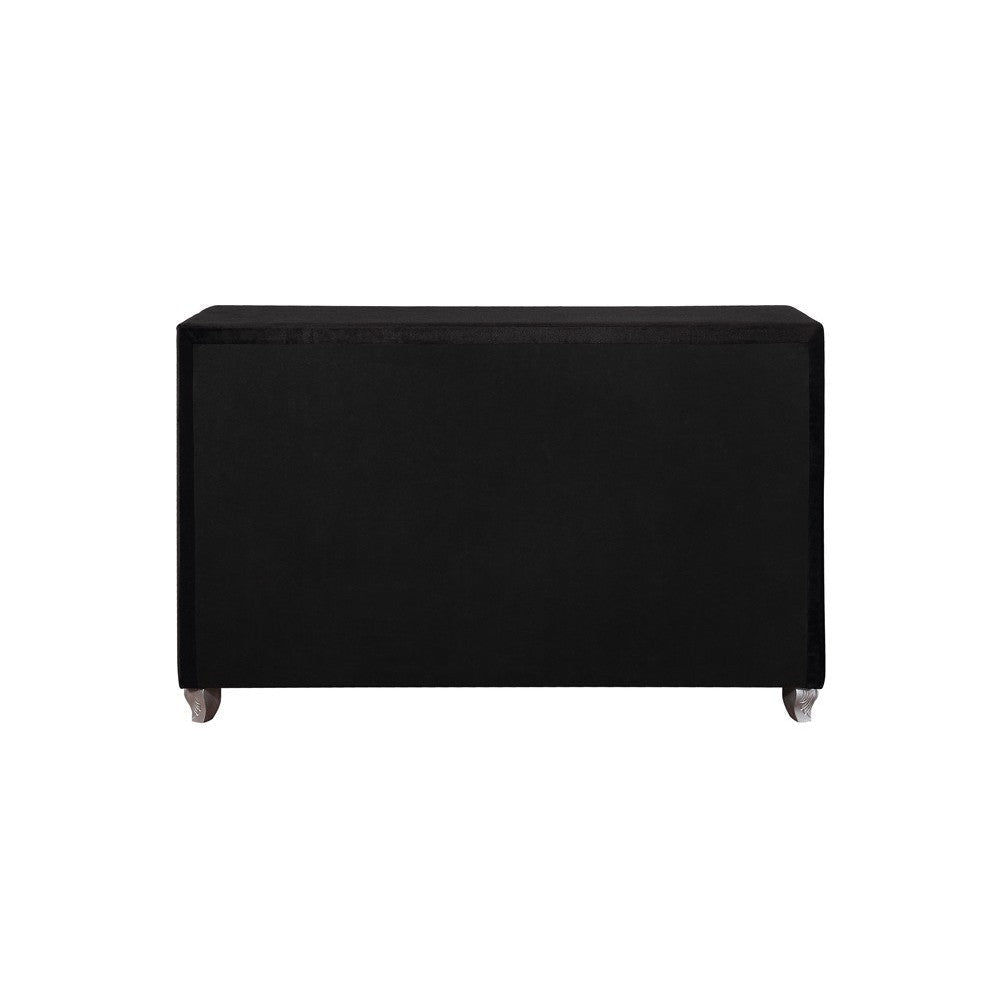 Fabric Upholstered Wooden Dresser with Seven Drawers Black By Casagear Home BM215564