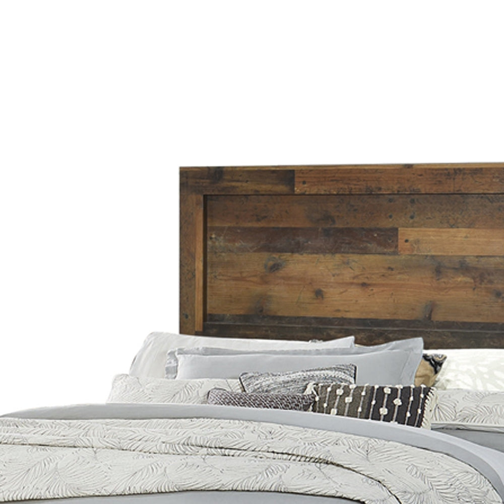 Plank Style Eastern King Bed with Rustic Details Dark Brown by Casagear Home BM215788