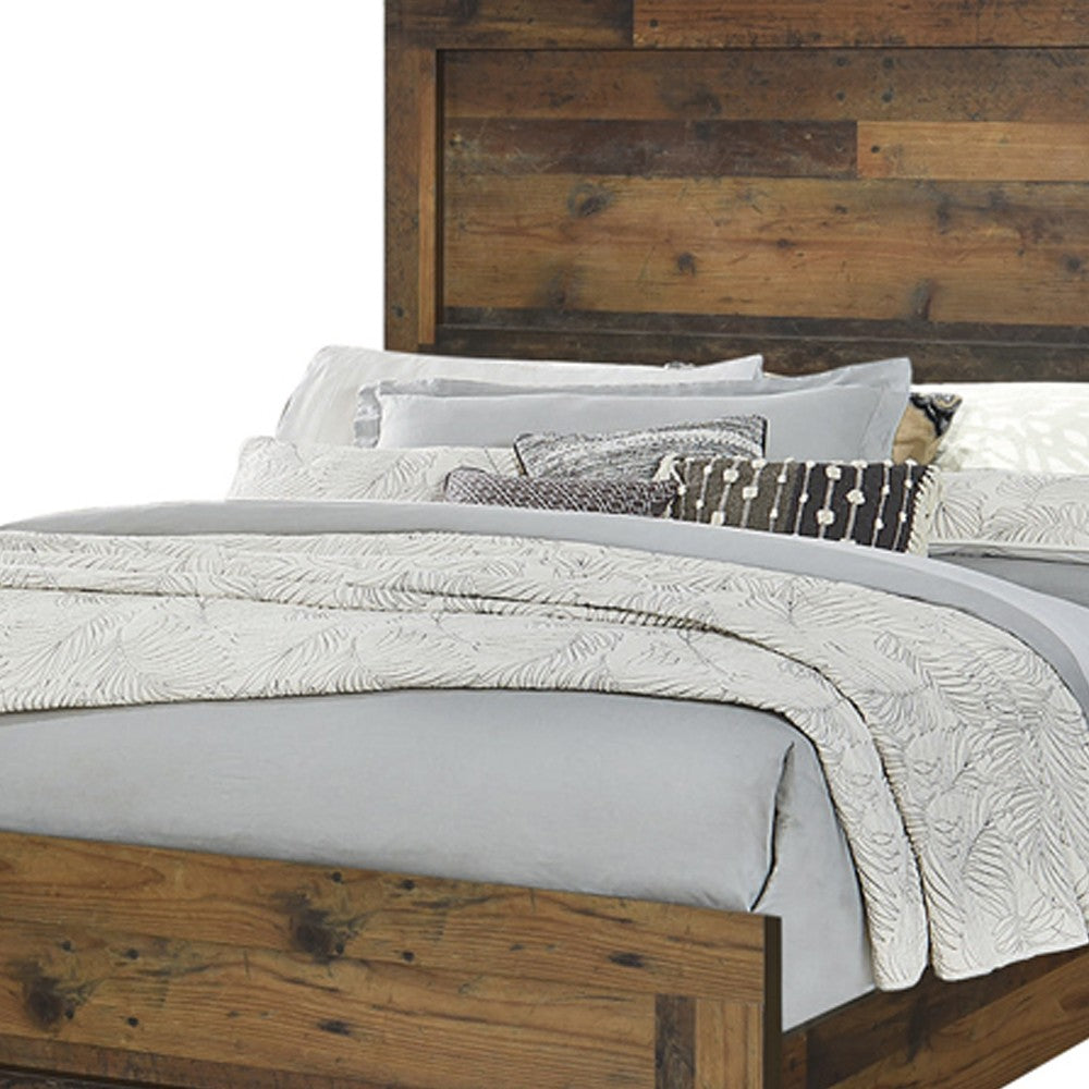 Plank Style Twin Bed with Rustic Details Dark Brown by Casagear Home BM215790