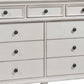 9 Drawer Farmhouse Style Dresser with Metal Knobs and Tapered Feet White By Casagear Home BM215848