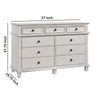 9 Drawer Farmhouse Style Dresser with Metal Knobs and Tapered Feet White By Casagear Home BM215848