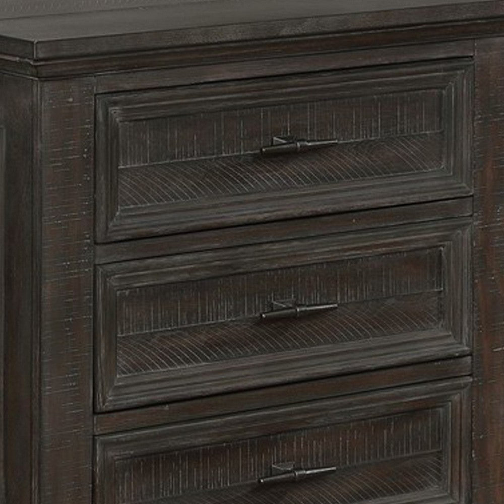 3 Drawer Nightstand with Hewn Saw Texture Gray by Casagear Home BM215853