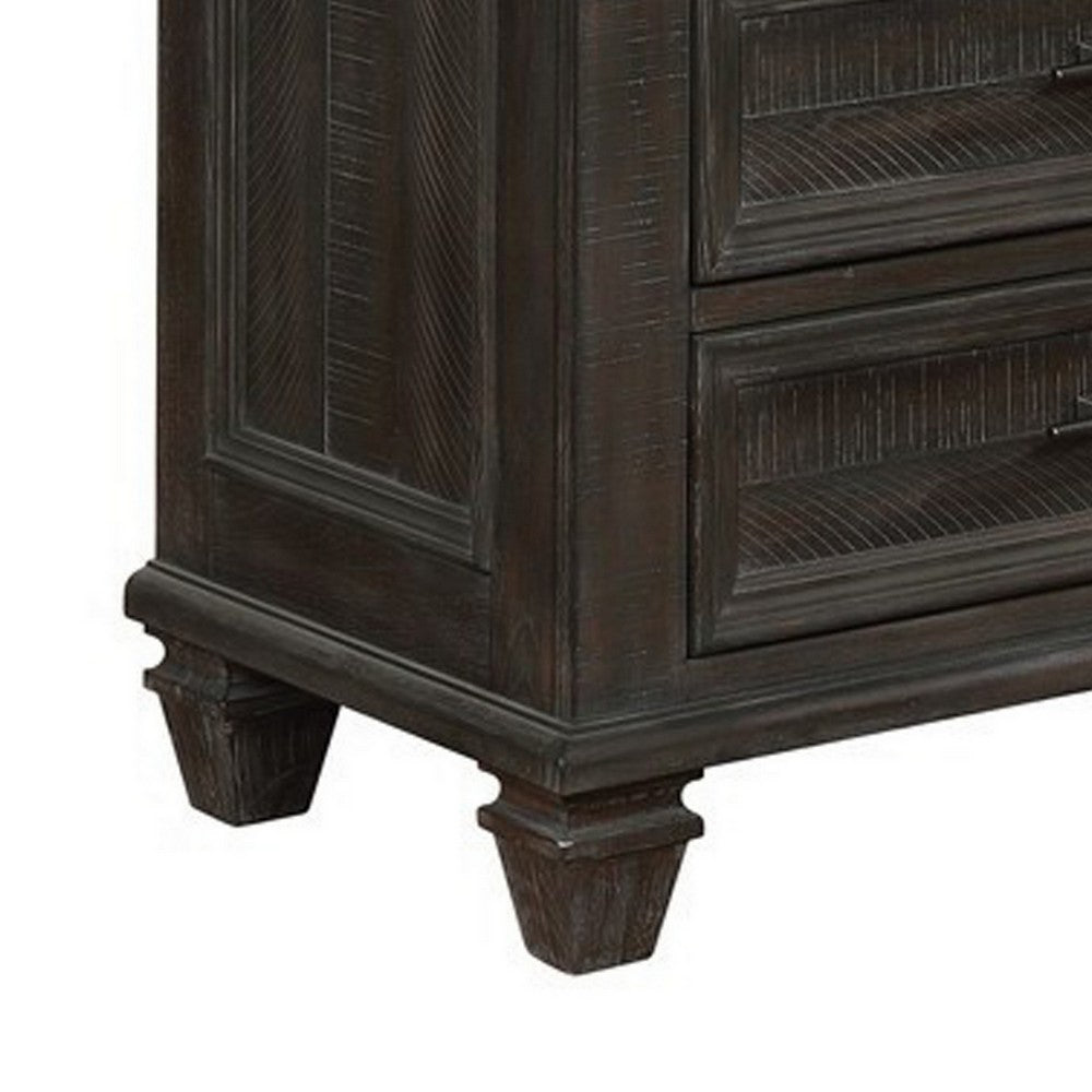 3 Drawer Nightstand with Hewn Saw Texture Gray by Casagear Home BM215853