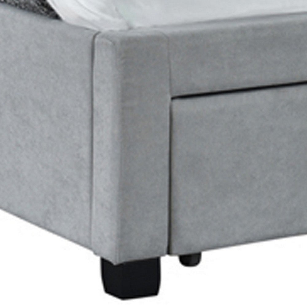 Fabric Upholstered Wooden Full Size Bed with Bottom Drawers Gray By Casagear Home BM215857