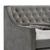 Fabric Upholstered Wooden Twin Daybed with Crystal Button Tufting Gray By Casagear Home BM215860