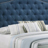 Fabric Upholstered Wooden Demi Wing Full Bed with Camelback Headboard Blue By Casagear Home BM215890