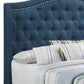 Fabric Upholstered Wooden Demi Wing Full Bed with Camelback Headboard Blue By Casagear Home BM215890