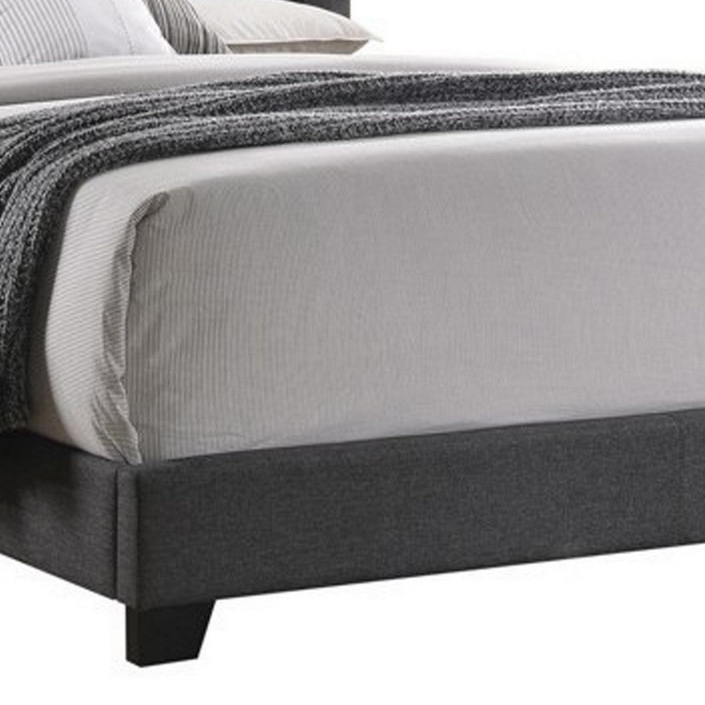 Fabric Upholstered Wooden Demi Wing Queen Bed with Camelback Headboard,Gray By Casagear Home BM215895