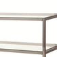 Glass and Metal Frame Sofa Table with 2 Open Shelves Silver and Clear By Casagear Home BM216001